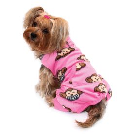 Silly Monkey Front Sleeveless Fleec Pajamas - Pink - S