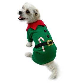 Shimmery Candy Cane Elf Bodysuit - XS
