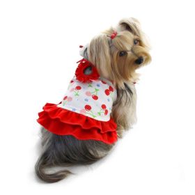 Soft Knit Cotton Cherries Dress w/Shoulder Ties - S