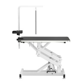 "Heavy-Duty Hydraulic Dog Grooming Table with Anti-Static Top, Adjustable Z-Lift (21"-36"), Armrests, Leash Covers, Tool Organizers, Hooks
