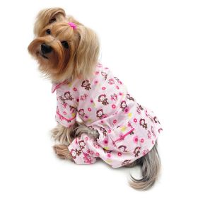 Girly Monkey Flannel Pajamas with 2 Pockets - M