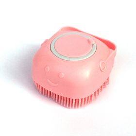 Silicone Dog Bath Massage Gloves Brush Pet Cat Bathroom Cleaning Tool Comb Brush For Dog Can Pour Shampoo Dog Grooming Supplies (Option: Pink-Round shape)