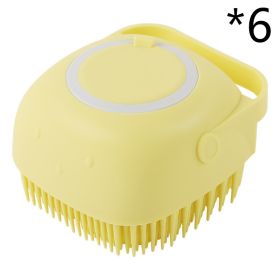 Silicone Dog Bath Massage Gloves Brush Pet Cat Bathroom Cleaning Tool Comb Brush For Dog Can Pour Shampoo Dog Grooming Supplies (Option: Yellow 6pcs-square)